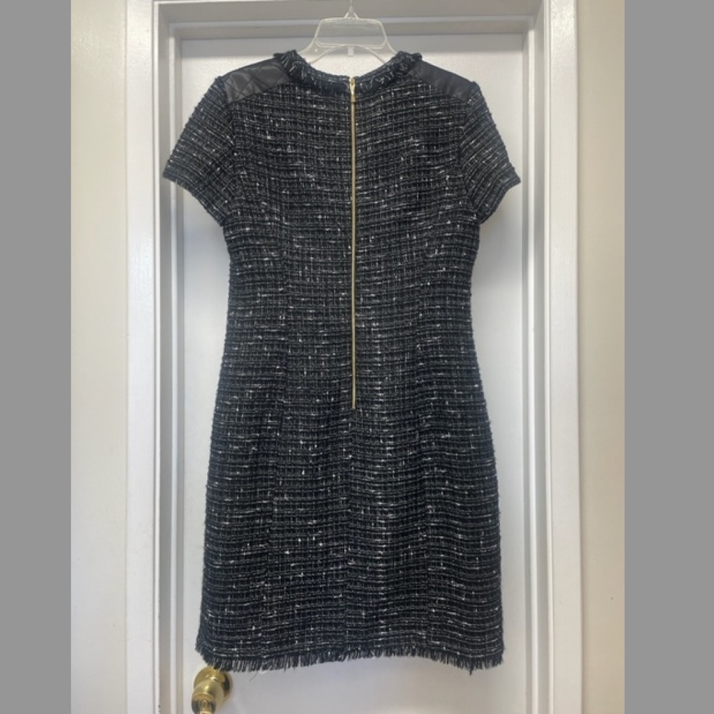 KATE SPADE Black Tweed Woodland Dress w Lamb Leather Trim - Picture 10 of 11